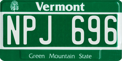 VT license plate NPJ696