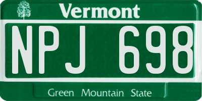 VT license plate NPJ698