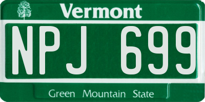 VT license plate NPJ699