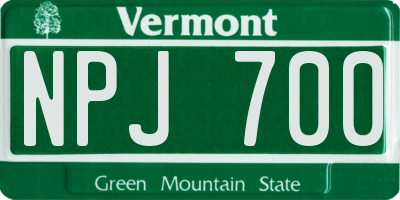 VT license plate NPJ700