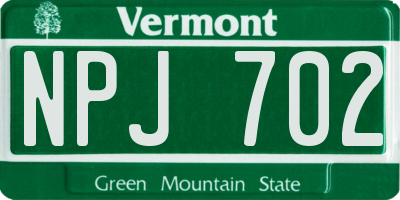 VT license plate NPJ702