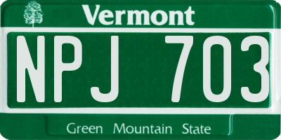 VT license plate NPJ703