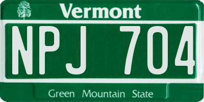 VT license plate NPJ704
