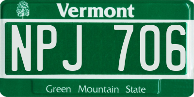 VT license plate NPJ706