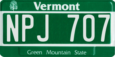VT license plate NPJ707