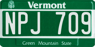 VT license plate NPJ709
