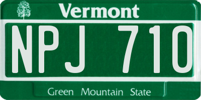 VT license plate NPJ710
