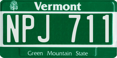 VT license plate NPJ711