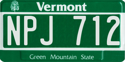 VT license plate NPJ712