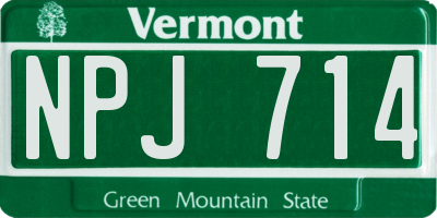 VT license plate NPJ714