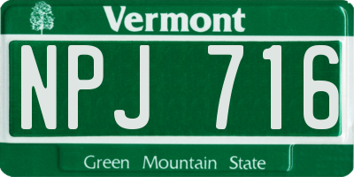 VT license plate NPJ716