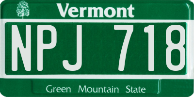 VT license plate NPJ718