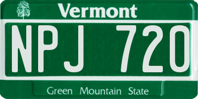 VT license plate NPJ720