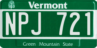 VT license plate NPJ721