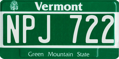 VT license plate NPJ722