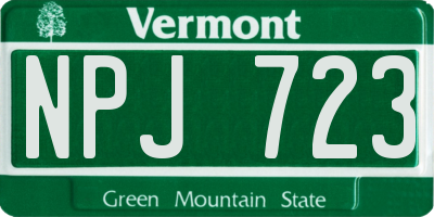 VT license plate NPJ723