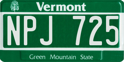 VT license plate NPJ725