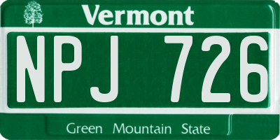 VT license plate NPJ726
