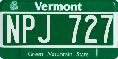 VT license plate NPJ727