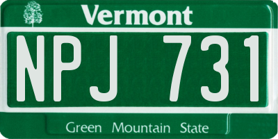 VT license plate NPJ731