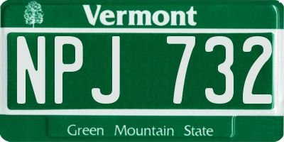 VT license plate NPJ732