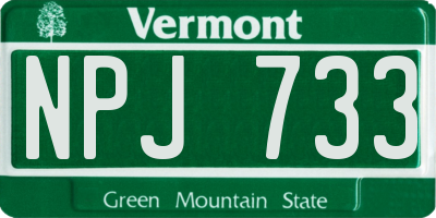 VT license plate NPJ733