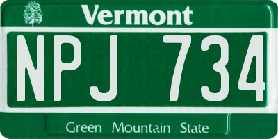 VT license plate NPJ734