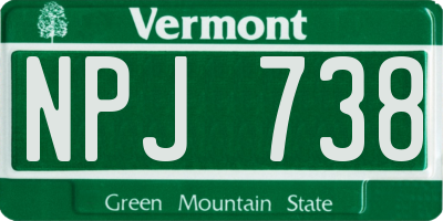 VT license plate NPJ738