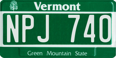 VT license plate NPJ740