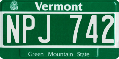 VT license plate NPJ742