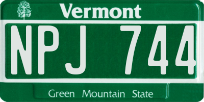 VT license plate NPJ744