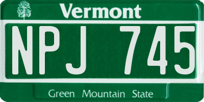 VT license plate NPJ745