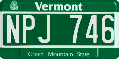 VT license plate NPJ746
