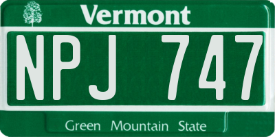 VT license plate NPJ747