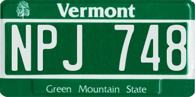VT license plate NPJ748