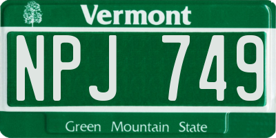 VT license plate NPJ749