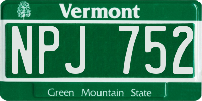 VT license plate NPJ752