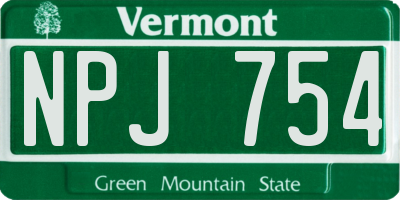 VT license plate NPJ754