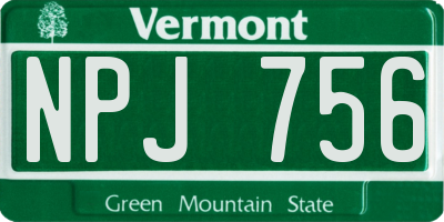 VT license plate NPJ756