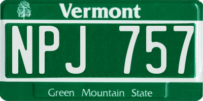 VT license plate NPJ757