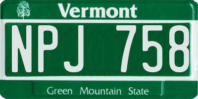 VT license plate NPJ758
