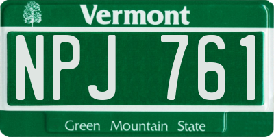 VT license plate NPJ761