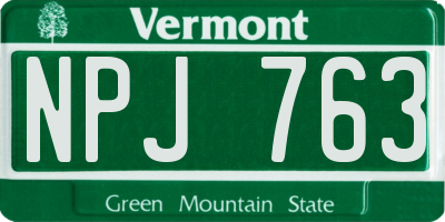 VT license plate NPJ763