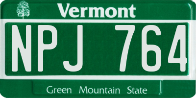 VT license plate NPJ764