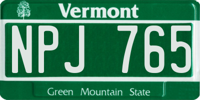 VT license plate NPJ765