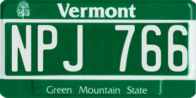 VT license plate NPJ766