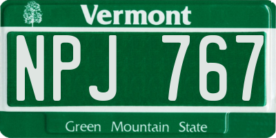 VT license plate NPJ767