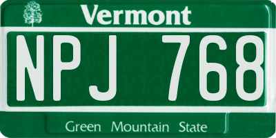 VT license plate NPJ768