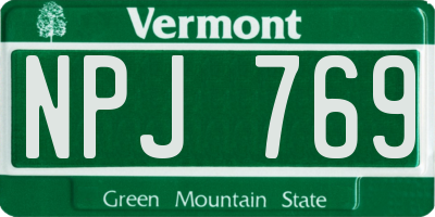 VT license plate NPJ769