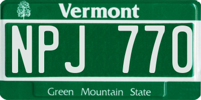 VT license plate NPJ770